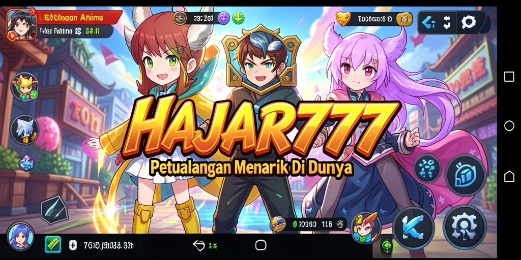 Tampilan gameplay seru di dunia anime penuh warna.