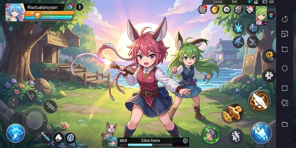 Tampilan gameplay KOIN138 yang penuh aksi dan karakter anime.