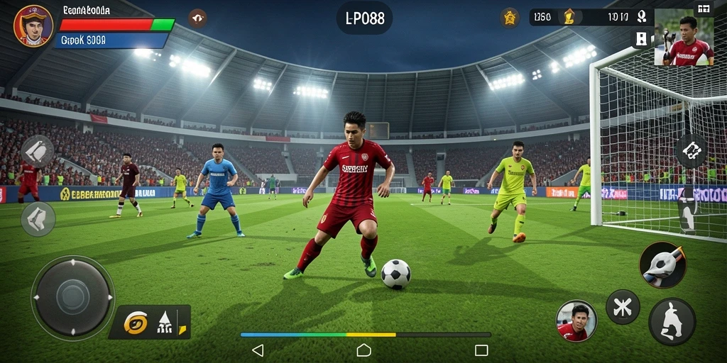 Tampilan gameplay LPO88 yang menarik dengan aksi sepak bola yang intens.